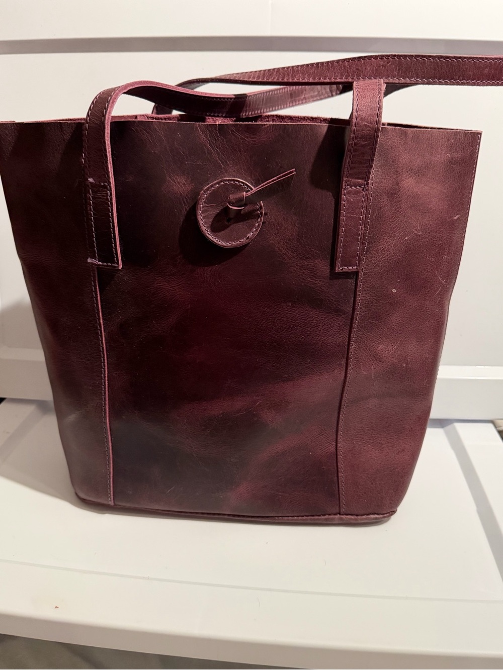 Denver Leather Craft Seinna Leather Tote Bag in Purple